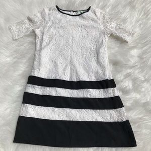 Chord Lace Dress Girls White Black Floral Size M